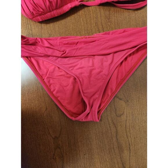 La Blanca XL island gathered halter bikini (redish pink) - Picture 4 of 7